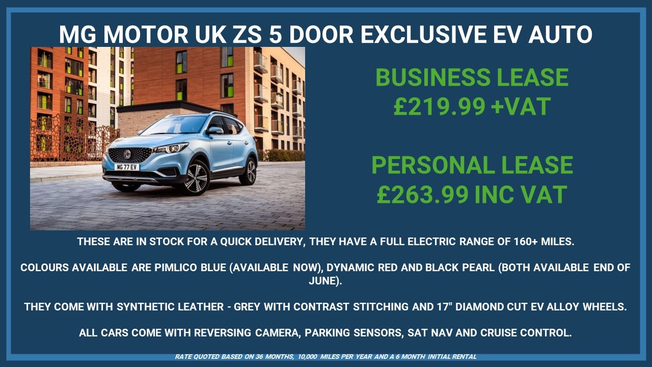 MG ZS - Electric Car Stock Special Offer £219.99 + Vat